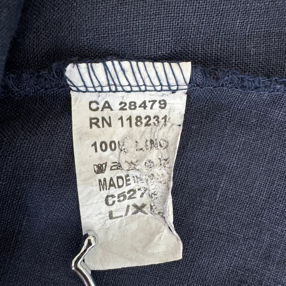 CHERISHH Top Womens Large Navy 100% Linen Front Tie Coastal Beachy Resort Wear - Picture 12 of 12
